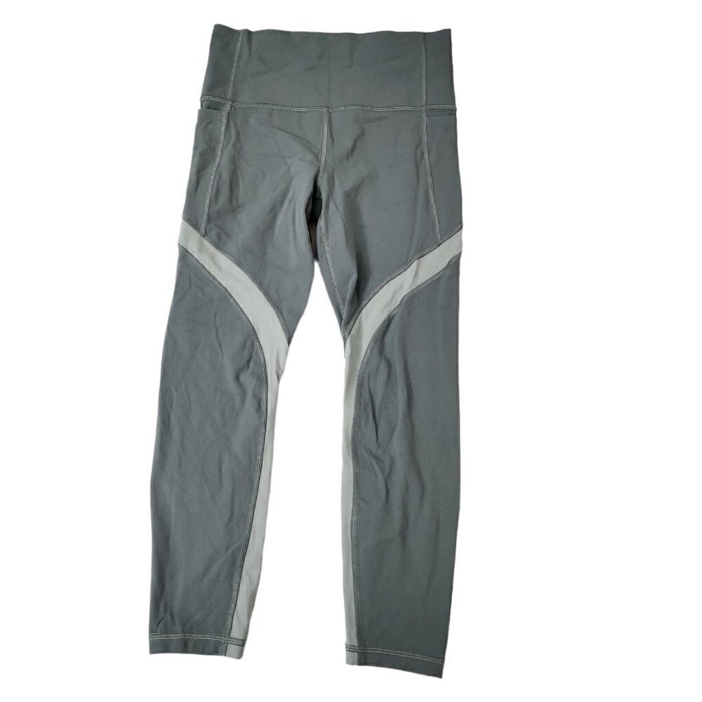 Athleta Leggings Small Green Salutation Stash Pocket 7/8 Tight Athleisure Gym